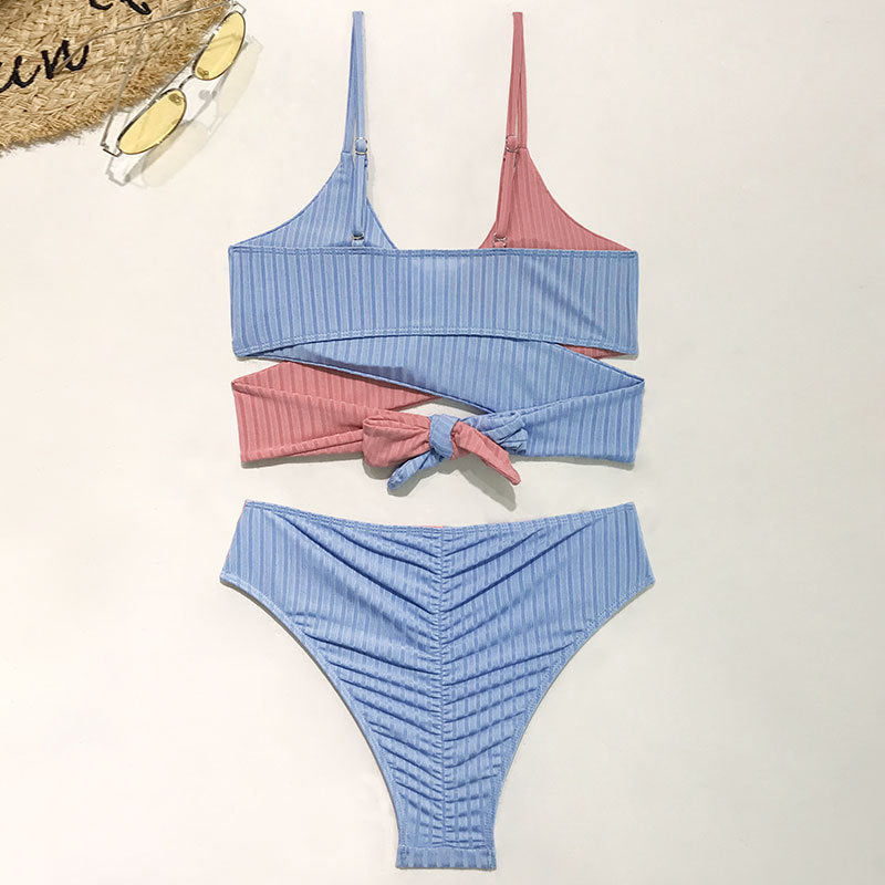 Damen Rippmuster Bikini-Set mit verstellbaren Trägern Echo Archiv
