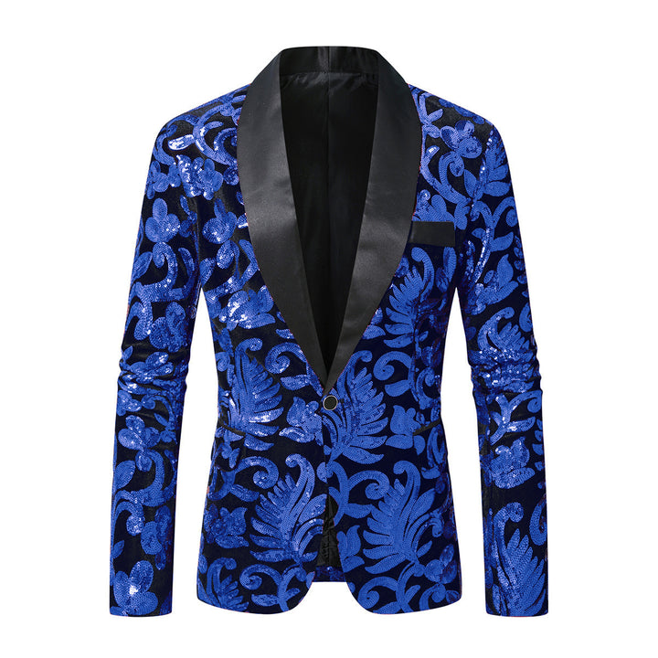 Herren glitzernder Anzugblazer mit floralen Paillettenmustern Echoarchiv