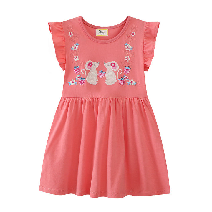 Mädchen Baumwollkleid mit verspieltem Tiermotiv Echo Archiv