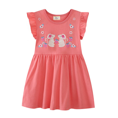 Mädchen Baumwollkleid mit verspieltem Tiermotiv Echo Archiv