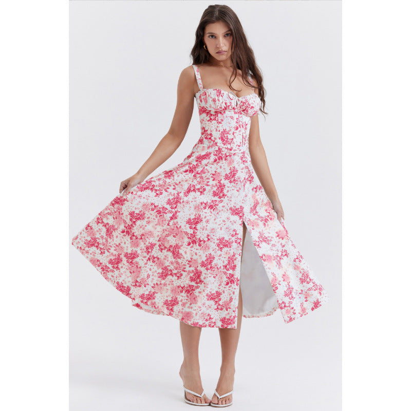Damen Maxikleid mit floralem Design und elegantem Schlitz Echo Archiv
