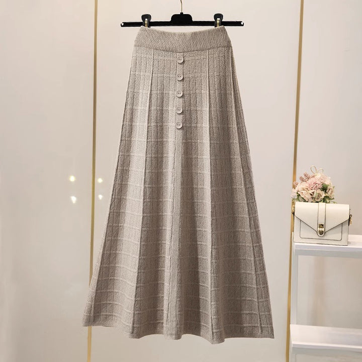 Damen Eleganter Maxirock mit Knopfdetails und strukturiertem Design Echo Archiv