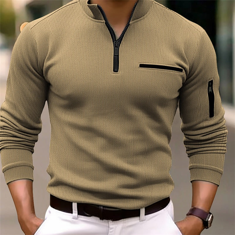 Herren Sportliches Langarm-Zip-Shirt Echoarchiv