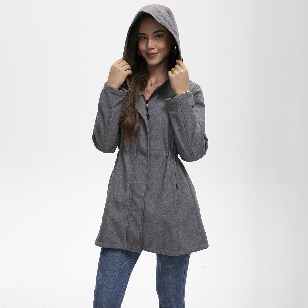 Damen nan funktionaler Softshell-Parka mit Teddyfleece-Futter, Kapuze und Taillenzug Echo Archiv
