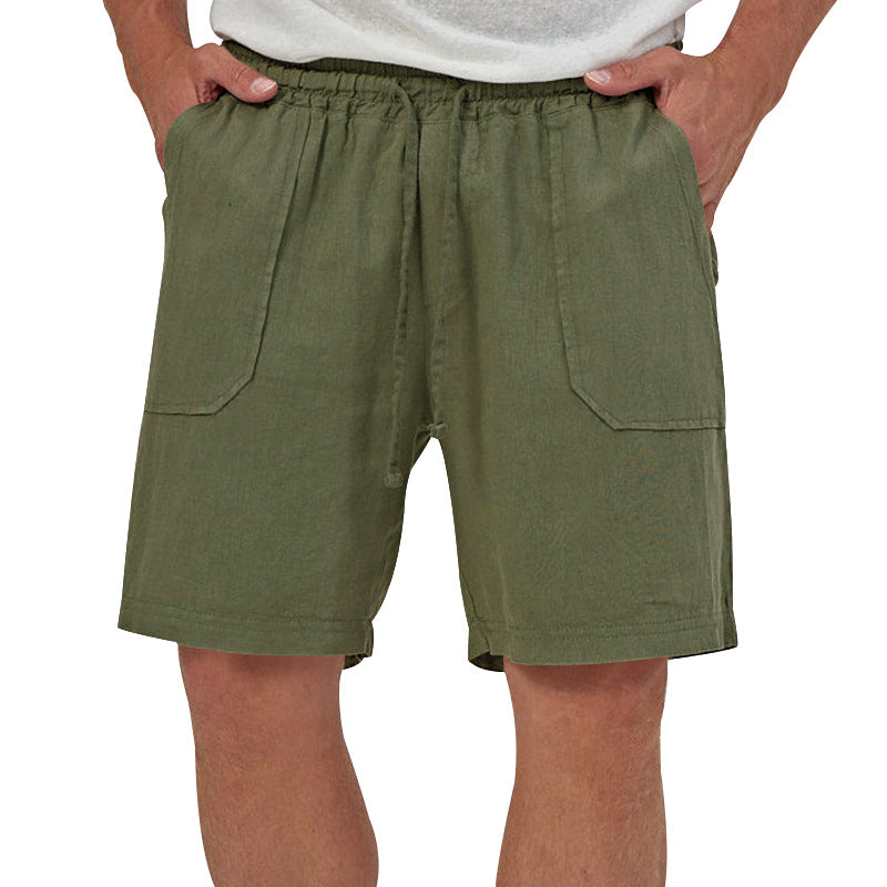 Herren lässige Leinen-Shorts mit elastischem Bund und seitlichen Eingrifftaschen Echoarchiv
