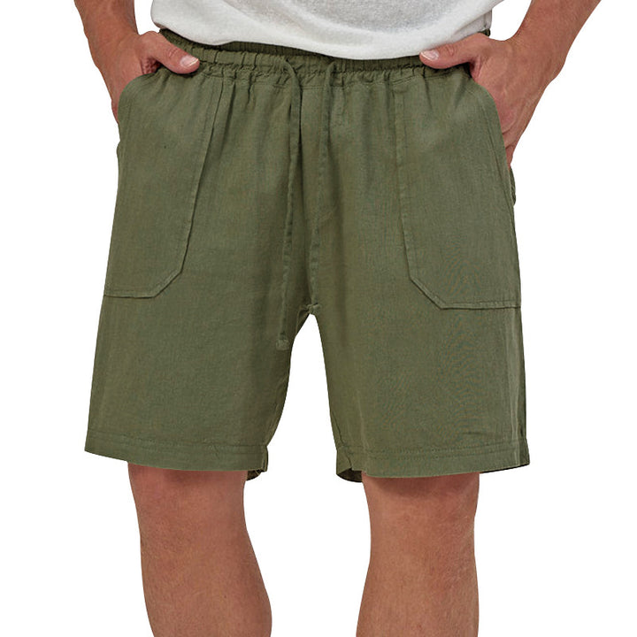 Herren lässige Leinen-Shorts mit elastischem Bund und seitlichen Eingrifftaschen Echoarchiv