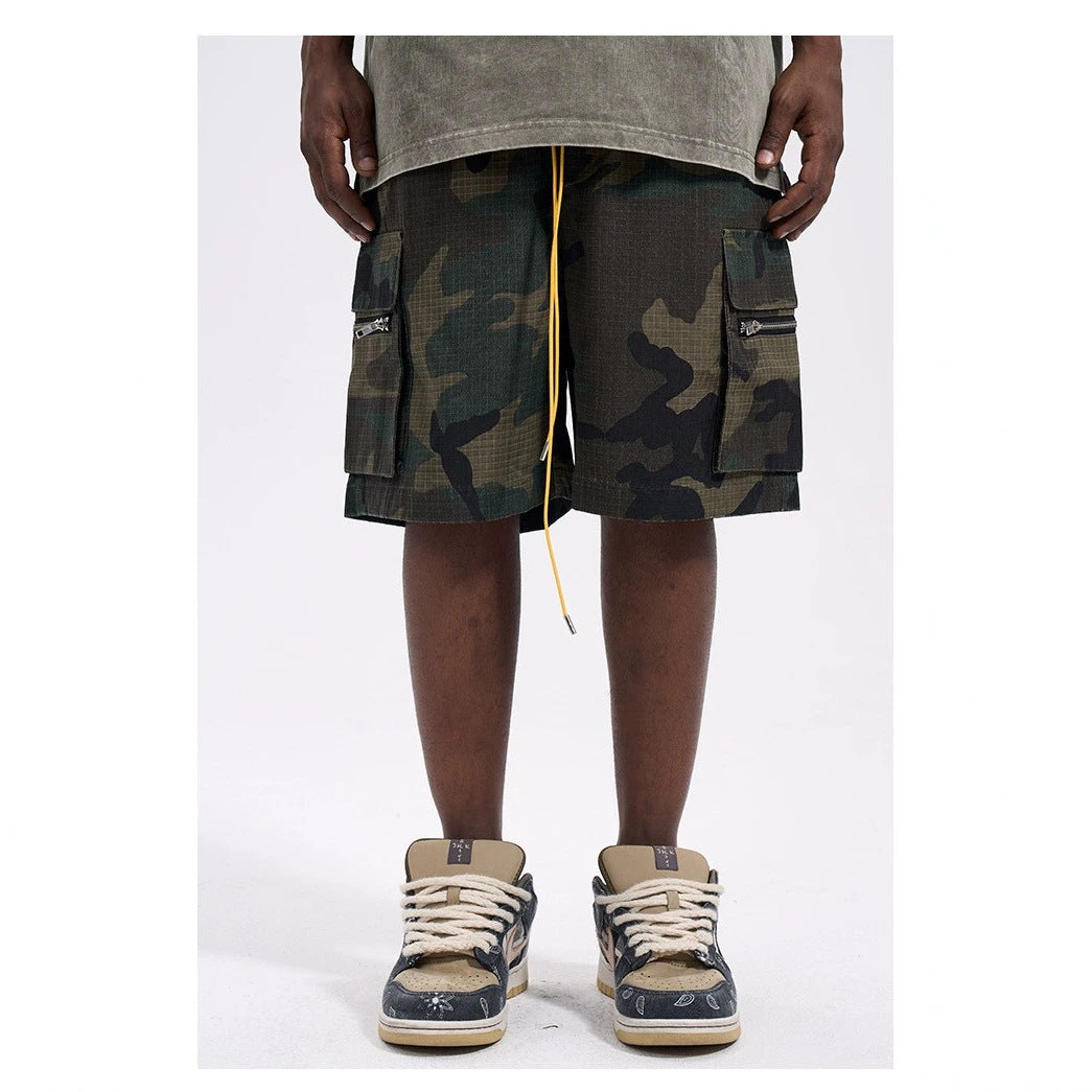 Herren nan Cargo-Shorts im Camouflage-Ripstop mit Elastikbund, Tunnelzug und Reißverschlusstaschen Echo Archiv