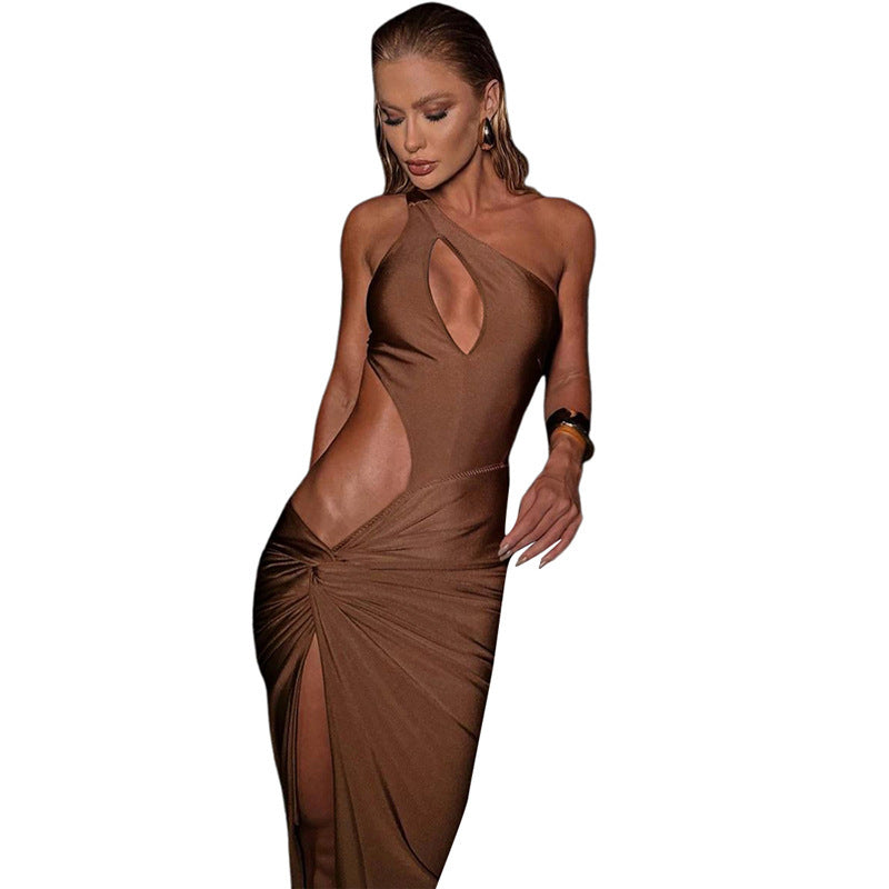 Damen Elegantes Asymmetrisches Midi-Party Kleid mit raffinierter Drapierung Echo Archiv