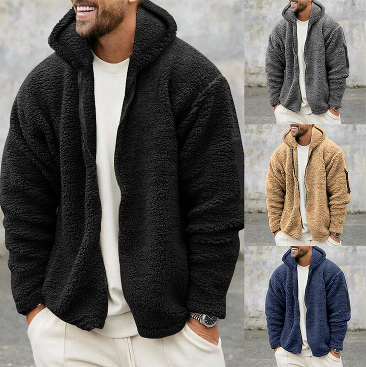 Herren Kuschelige Fleecejacke mit Kapuze und praktischen Reißverschlusstaschen Echoarchiv