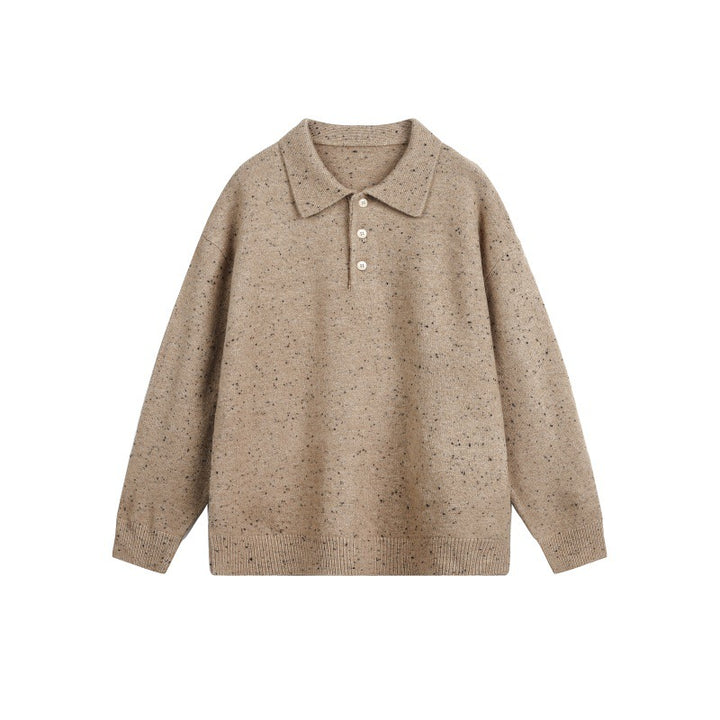 Damen Oversize-Polo-Pullover aus Mélange-Feinstrick mit Polokragen und Knopfleiste Echoarchiv