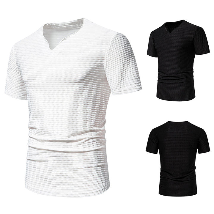Herren Kurzarm T-Shirt mit strukturiertem Wellenmuster Echoarchiv