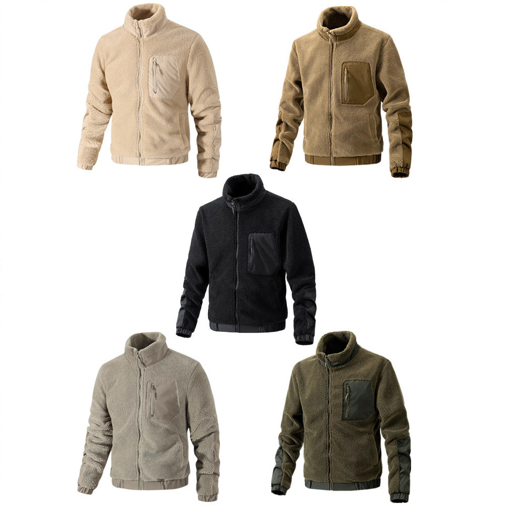 Herren Teddy-Fleece Jacke mit Stehkragen und verstärkten Einsätzen Echoarchiv