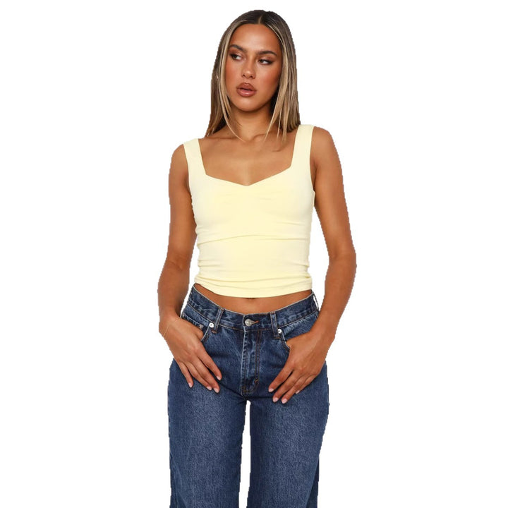 Damen figurbetontes Crop-Top mit breiten Trägern und V-Ausschnitt Echo Archiv