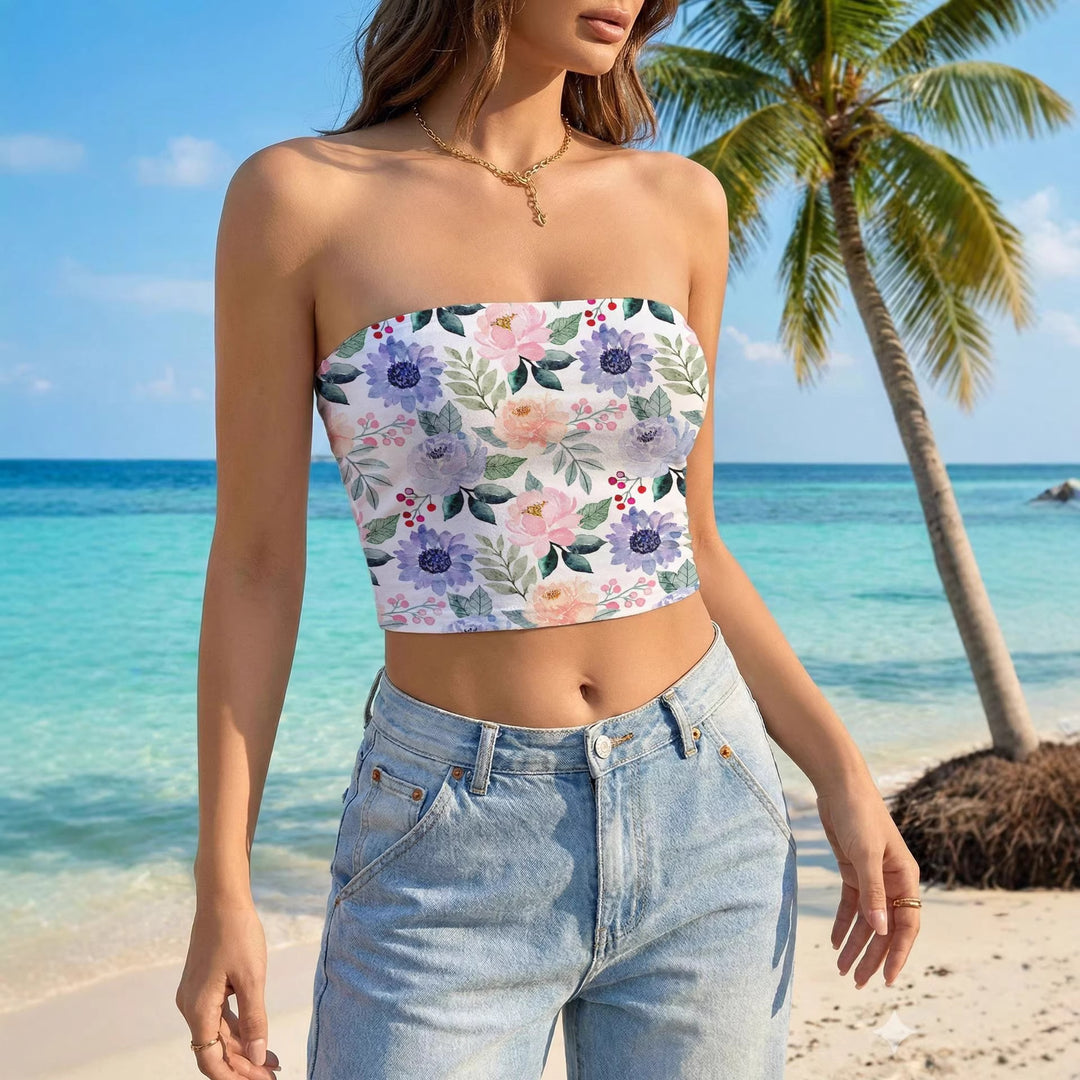 Damen Bandeau-Top mit lebhaftem Blumendesign Echo Archiv