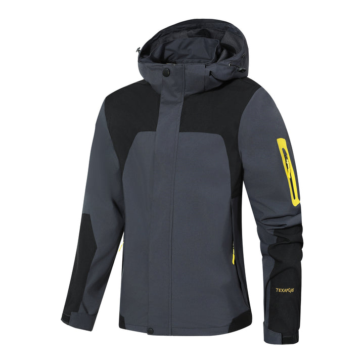 Herren Wasserdichte Softshell-Outdoorjacke mit Kapuze, Ärmel-Reißverschlusstasche und winddichter Membran Echoarchiv