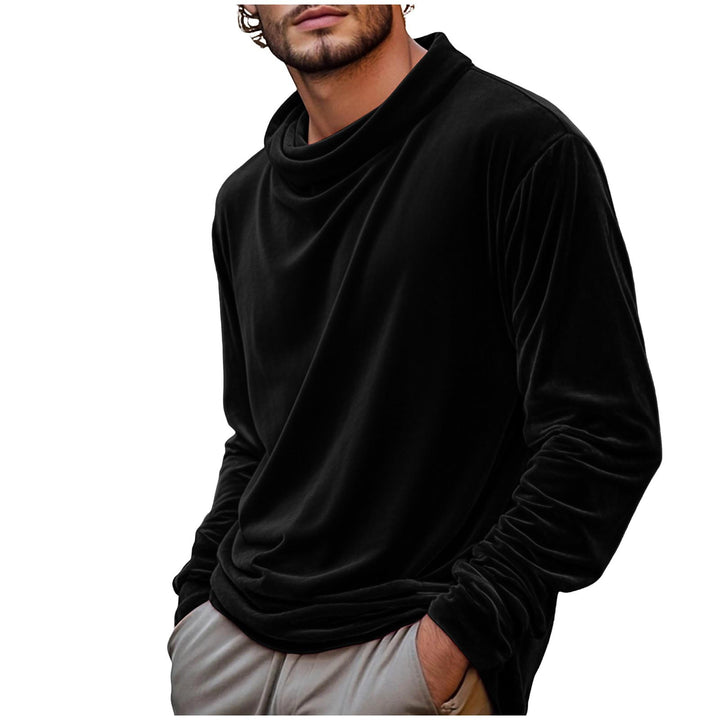 Herren Samt-Langarmshirt mit Schalkragen – Marzano