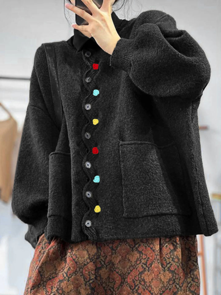 Damen Modischer Strickcardigan mit bunten Knöpfen Echo Archiv