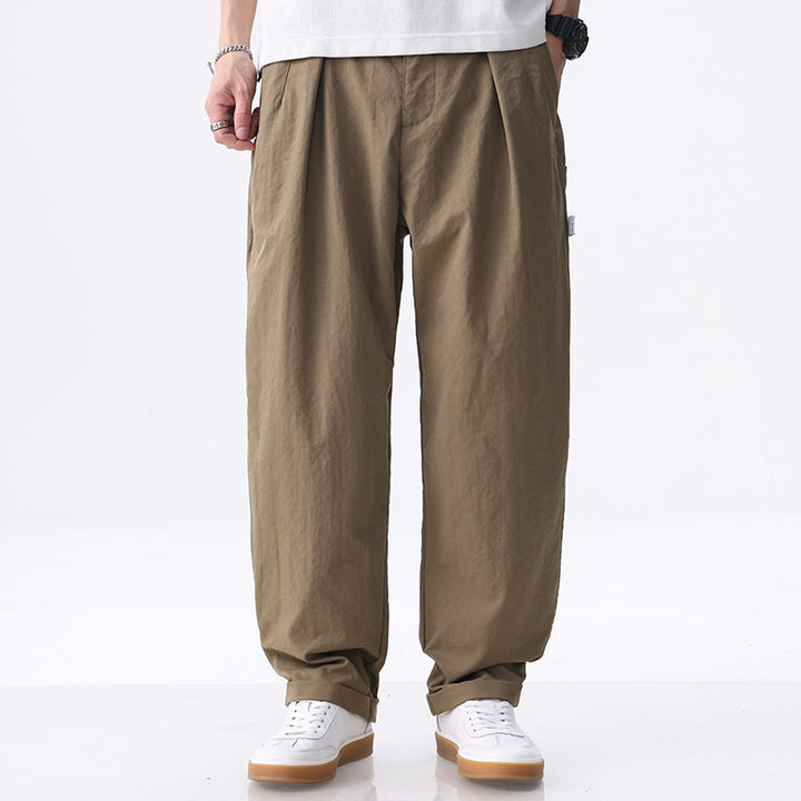 Herren Weite Baumwollmix-Cargohose mit Bundfalten und elastischem Kordelzug Echoarchiv