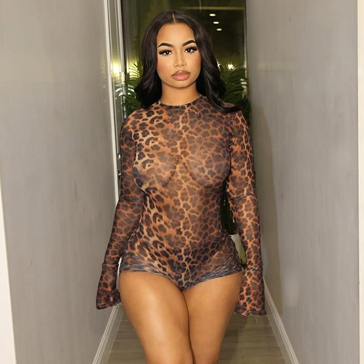 Damen Body mit langen Ärmeln und animalischem Print Echo Archiv