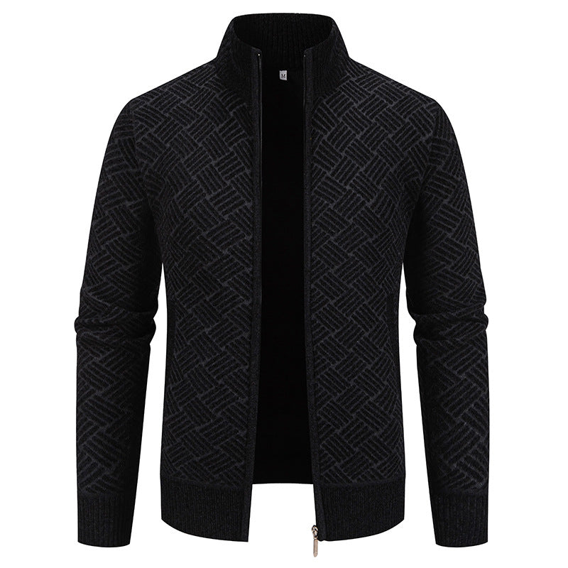Herren Strickjacke mit modernem Karomuster Echoarchiv