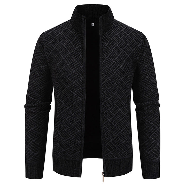 Herren Strickjacke mit modernem Karomuster Echoarchiv