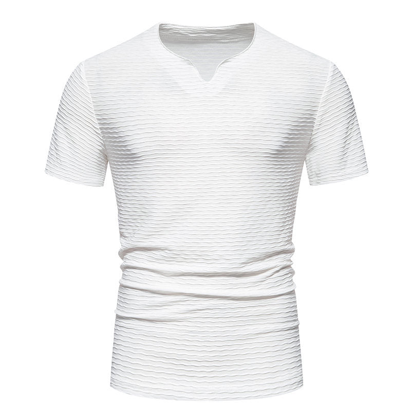 Herren V-Ausschnitt T-Shirt mit strukturiertem Design Echoarchiv