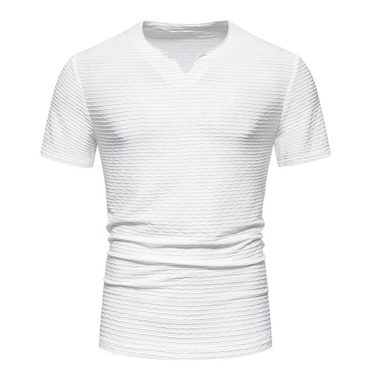 Herren V-Ausschnitt T-Shirt mit strukturiertem Design Echoarchiv