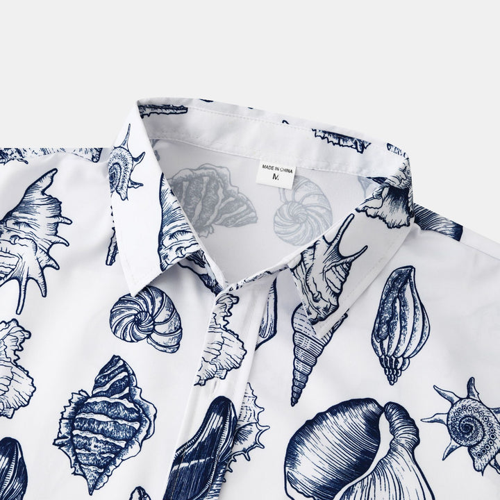 Herren Kurzarmhemd mit maritimem Muschel-Design Echoarchiv