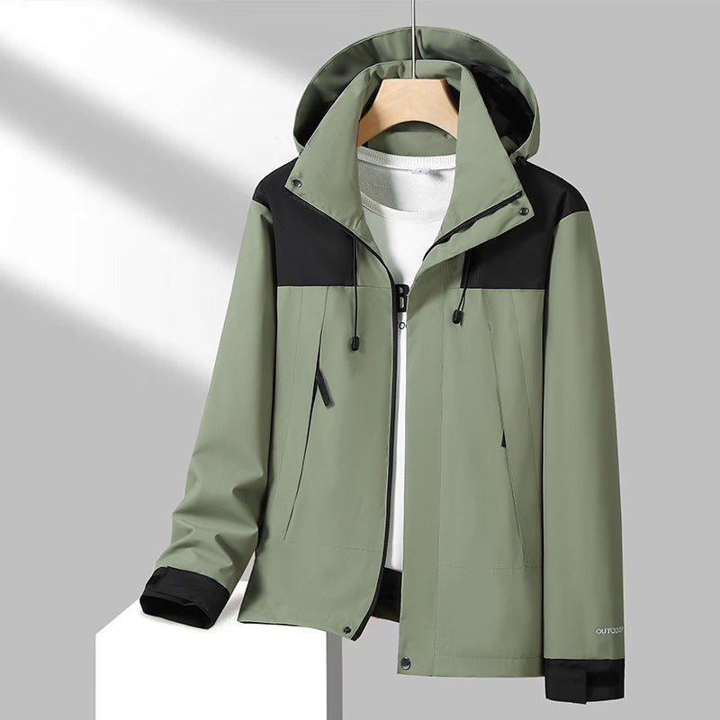Herren Leichte Softshelljacke mit Kontrast-Schulter, verstellbarer Kapuze und wasserabweisender Membran Echoarchiv