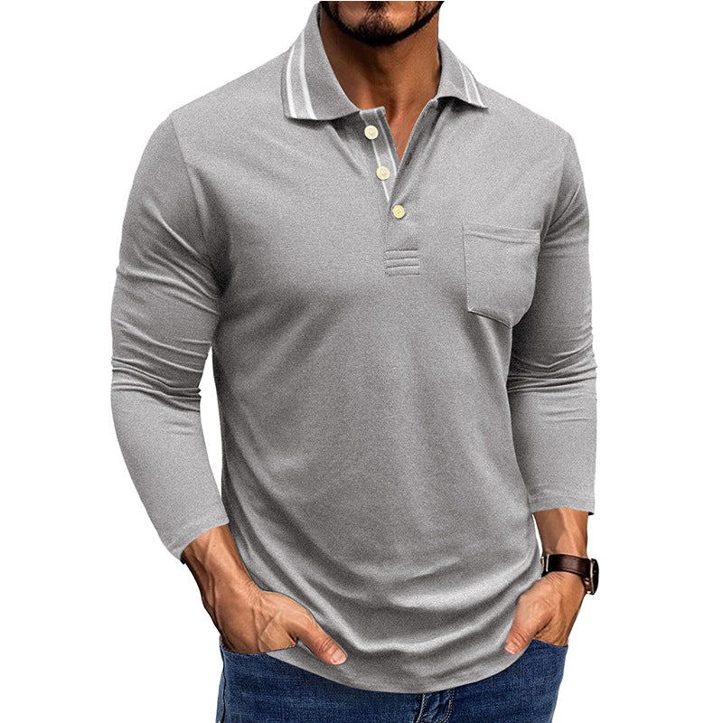 Herren Langarm Poloshirt mit modernem Design und kontrastierenden Akzenten Echoarchiv