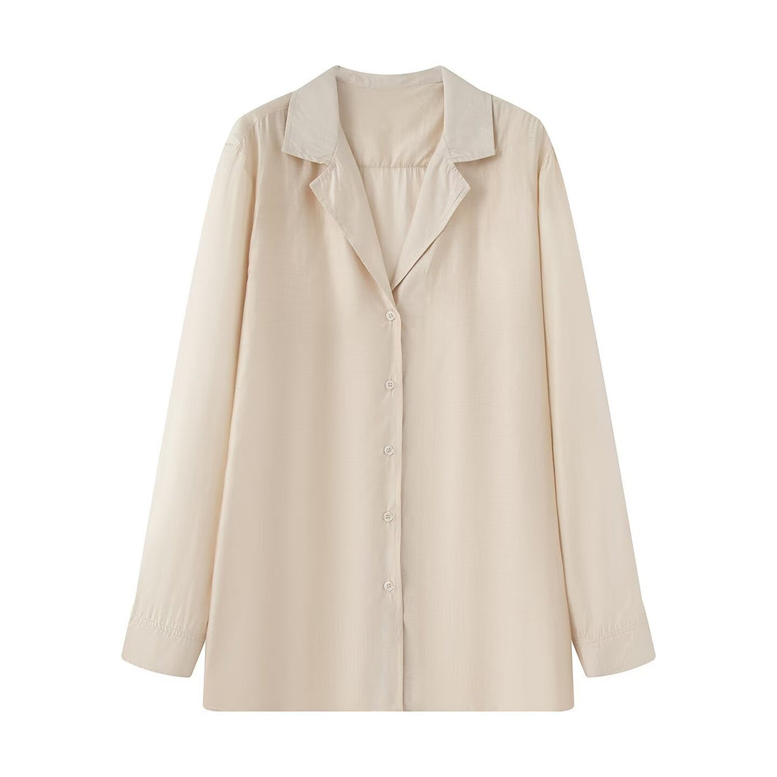 Damen Oversize-Bluse mit Reverskragen und durchgehender Knopfleiste Echoarchiv
