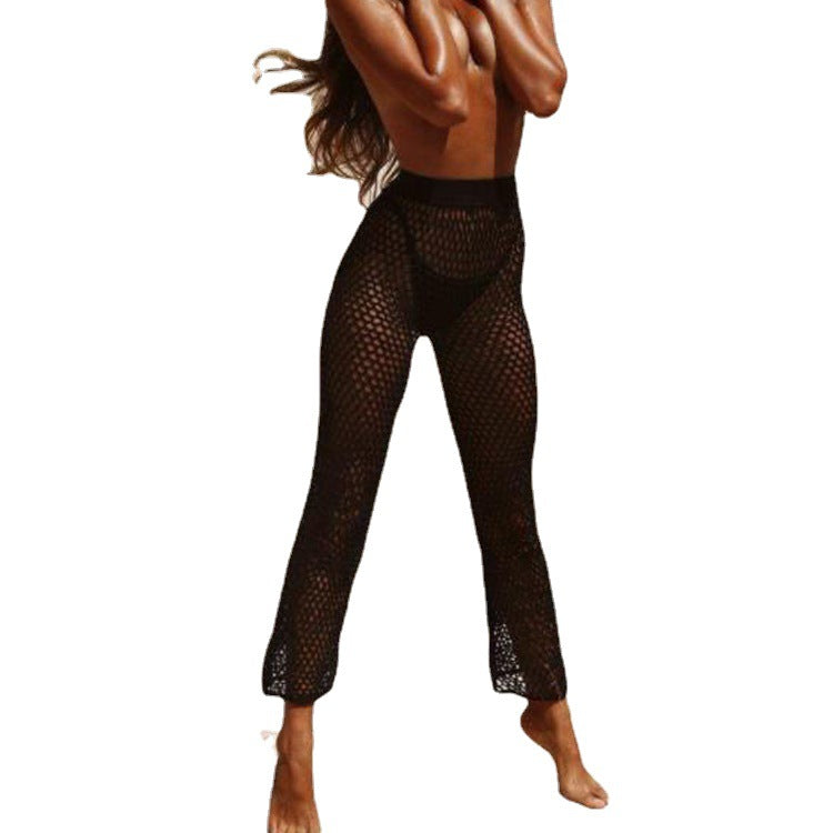 Damen Netz-Strandhose mit hohem Bund und weitem Bein Echo Archiv
