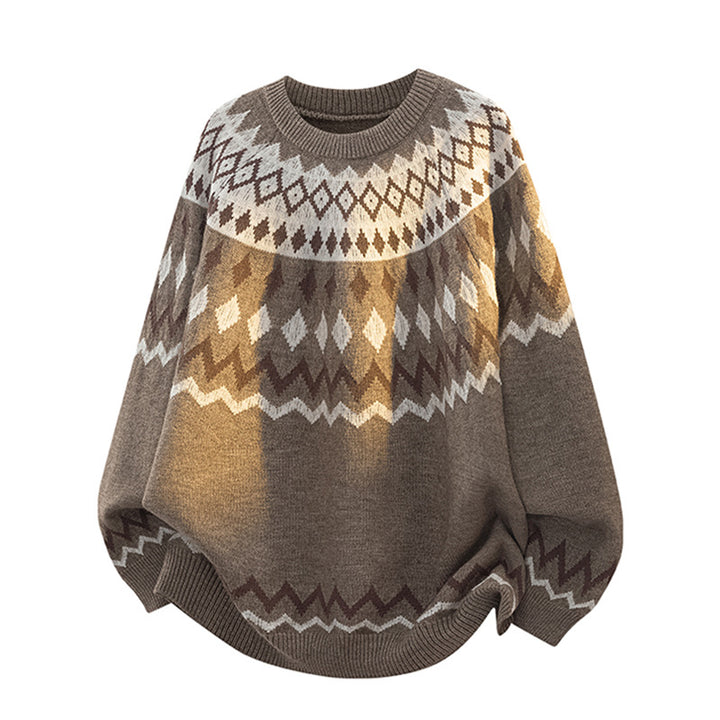 Damen Grobstrickpullover mit grafischem Muster Echoarchiv