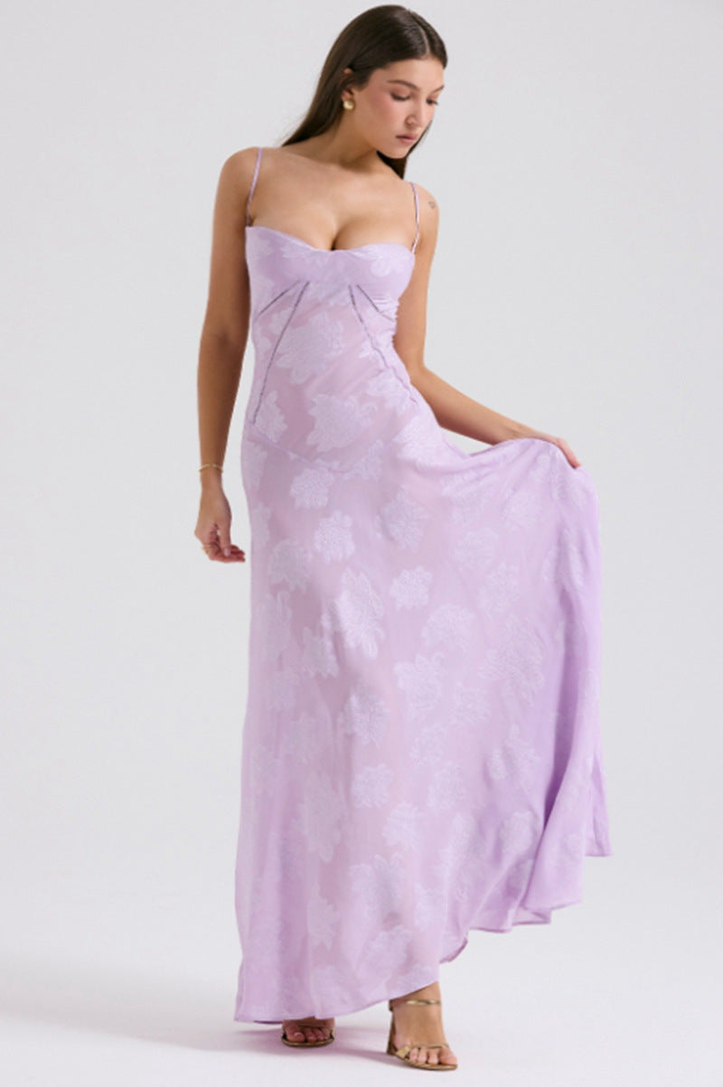 Damen nan fließendes Maxikleid mit Korsage-Oberteil und Spaghettiträgern Echo Archiv