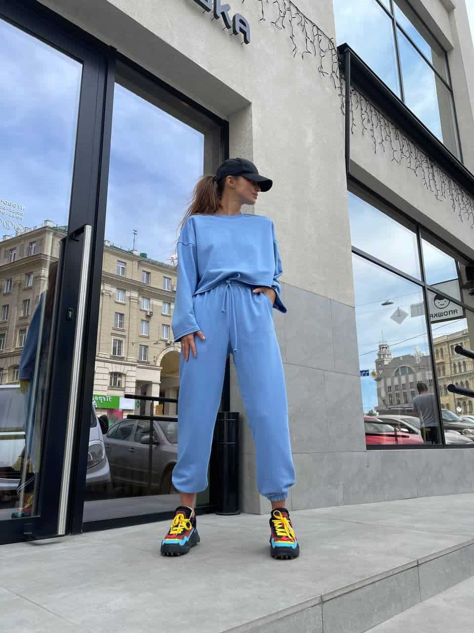 Damen lässiges Oversize-Lounge-Set mit weitem Crewneck-Sweater und elastischer Kordelbund-Jogginghose – Avérine