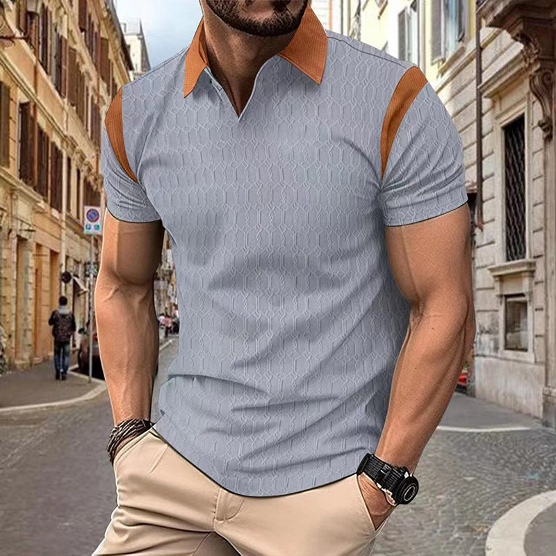 Herren Polohemd mit modernen strukturierten Akzenten und Kontrastkragen Echoarchiv