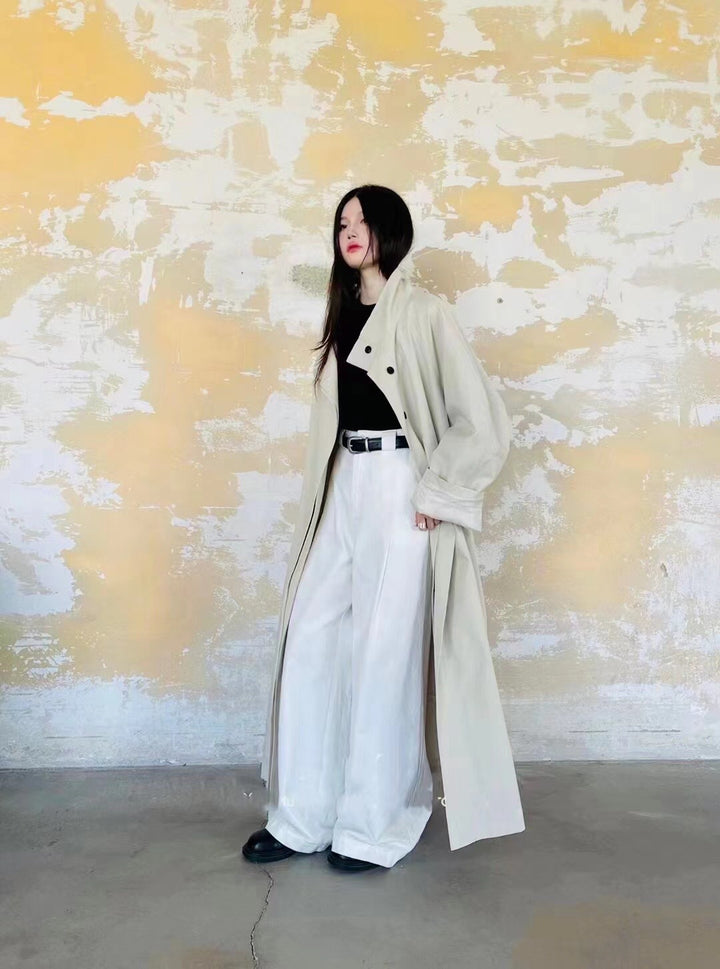 Damen Langer Mantel im Kimono-Stil mit Bindegürtel und weiter A-Linie Echoarchiv