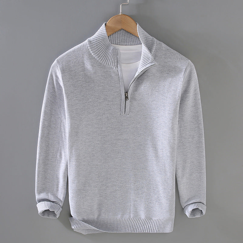 Herren komfortabler Pullover mit modernem Stehkragen und dezenter Reißverschlussöffnung Echoarchiv