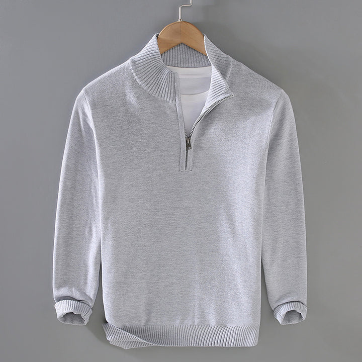Herren komfortabler Pullover mit modernem Stehkragen und dezenter Reißverschlussöffnung Echoarchiv
