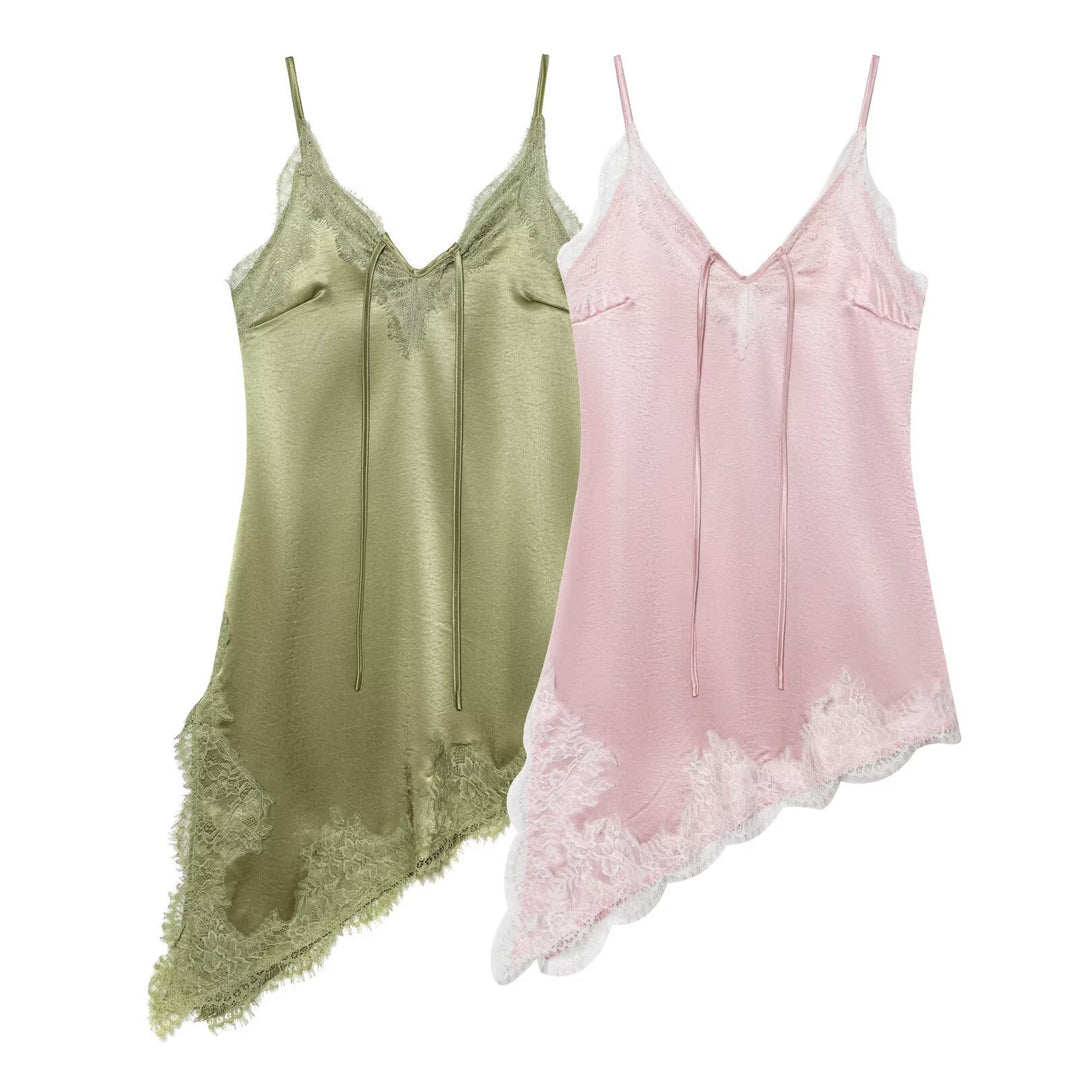 Damen Spitzen-Top mit asymmetrischem Saum und verstellbaren Trägern Echo Archiv