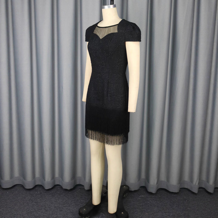 Damen Glamouröses Kleid mit Fransen und transparentem Detail Echo Archiv