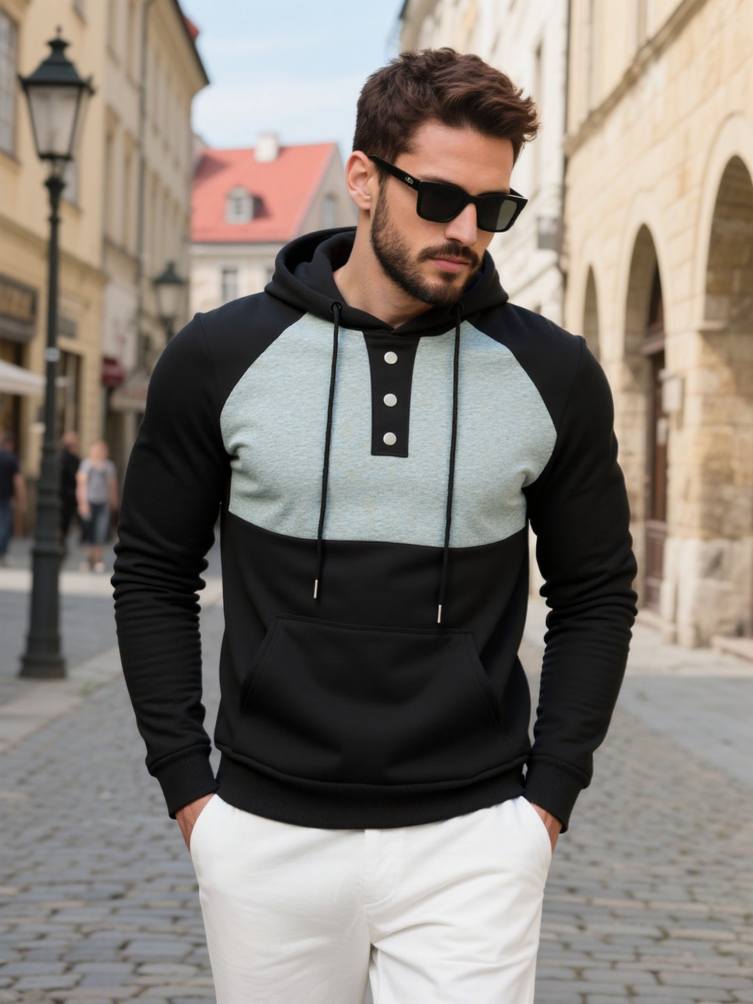 Herren Hoodie mit modischem Kontrastdesign Echoarchiv