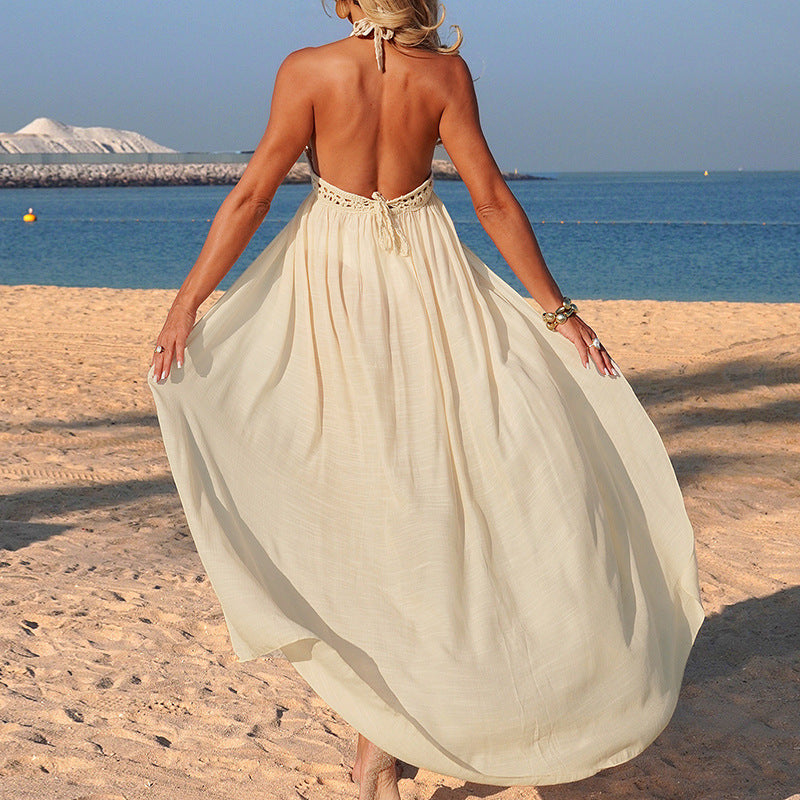 Damen Häkel-Strandüberwurf mit tiefem V-Ausschnitt und eleganter geschlitzt Konstruktion Echo Archiv