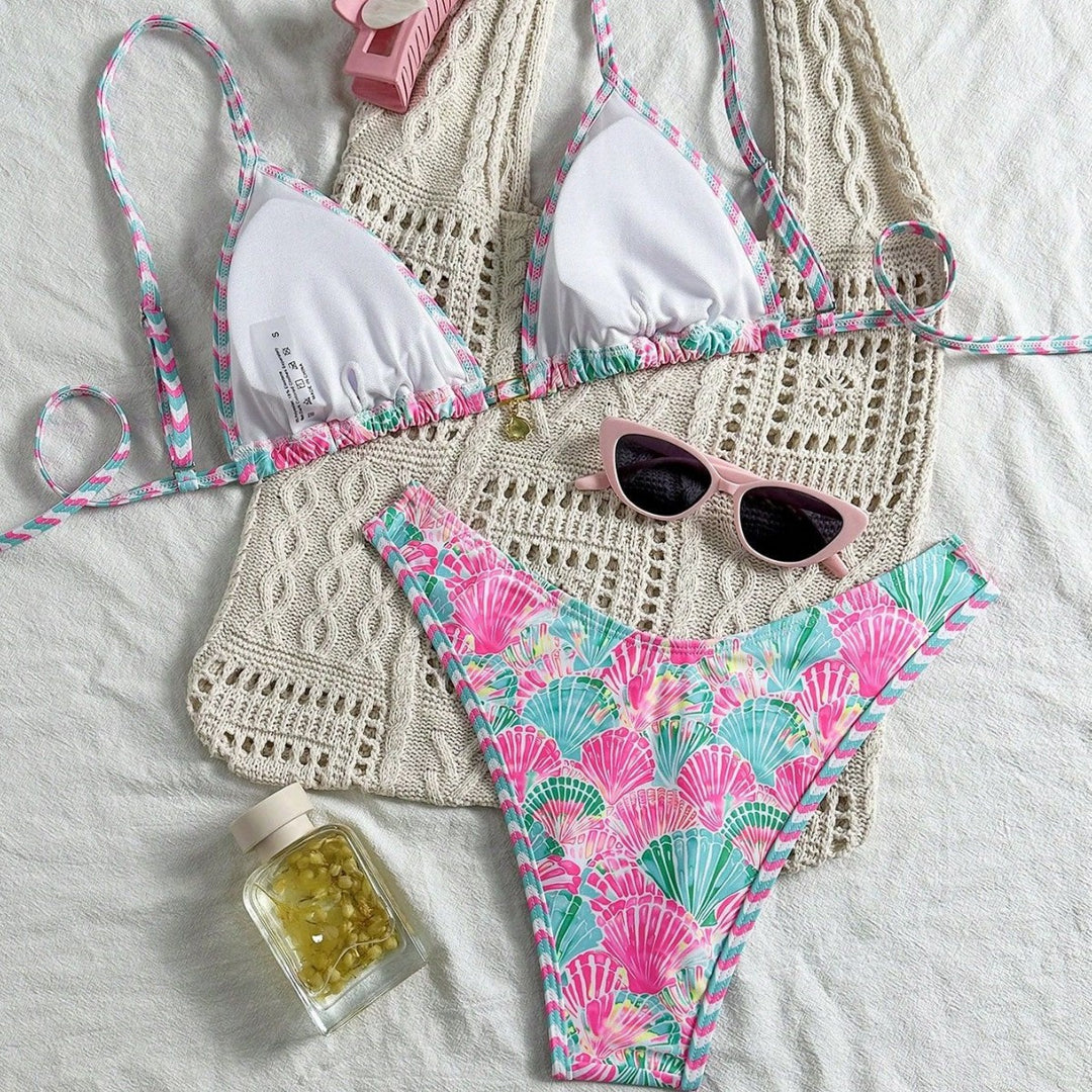 Damen Triangel-Bikini-Set mit trendy Muschel-Muster Echo Archiv