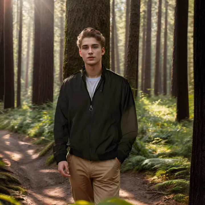 Herren leichte Übergangsjacke mit hohem Kragen und praktischen Eingrifftaschen Echoarchiv