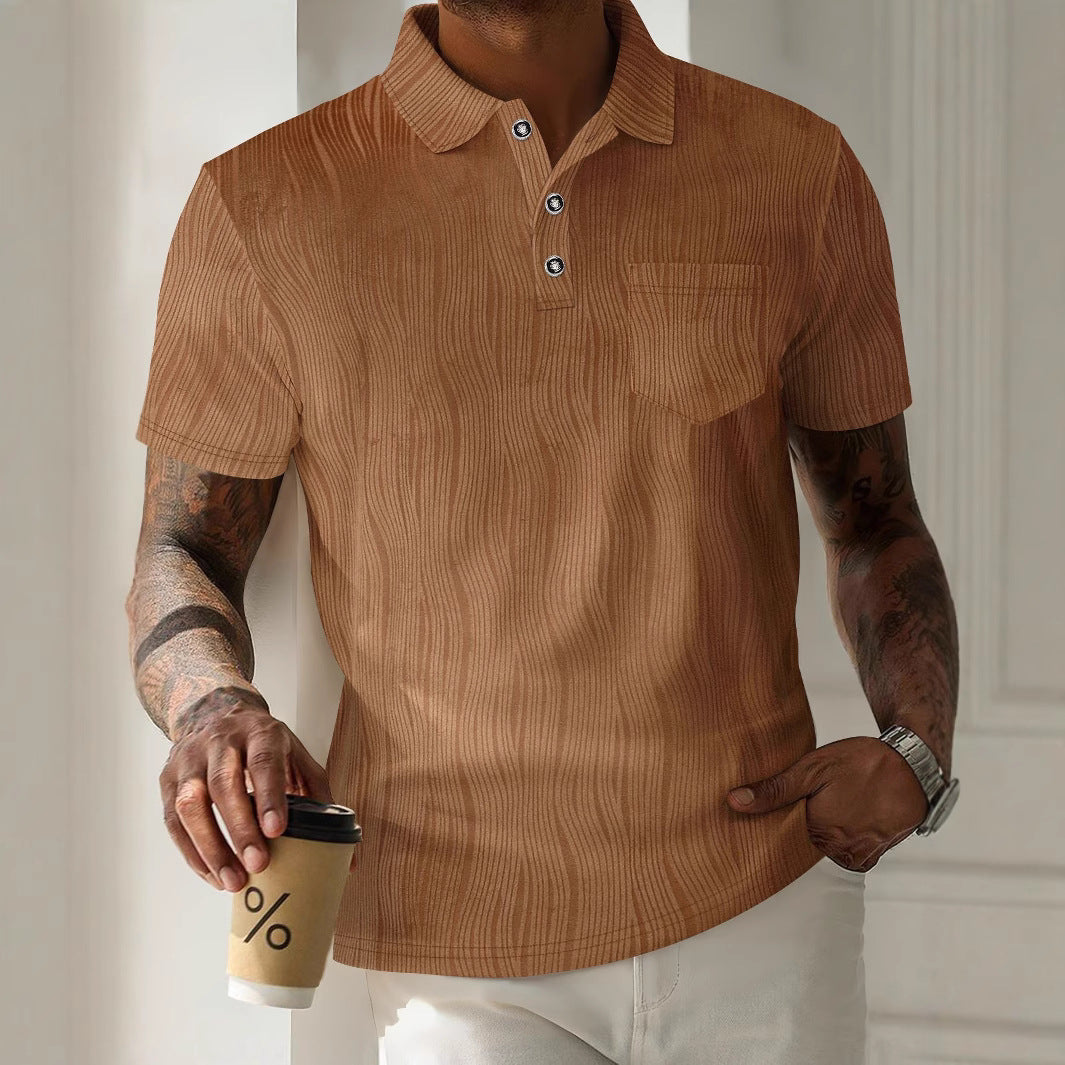 Herren lässiges Poloshirt mit strukturiertem Design und praktischer Brusttasche Echoarchiv