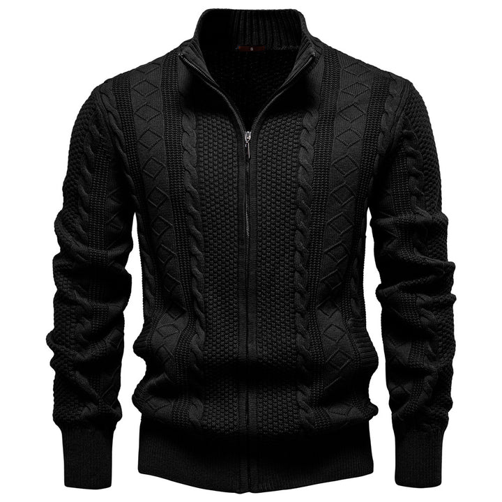 Herren Strickjacke mit Reißverschluss und strukturiertem Muster Echoarchiv