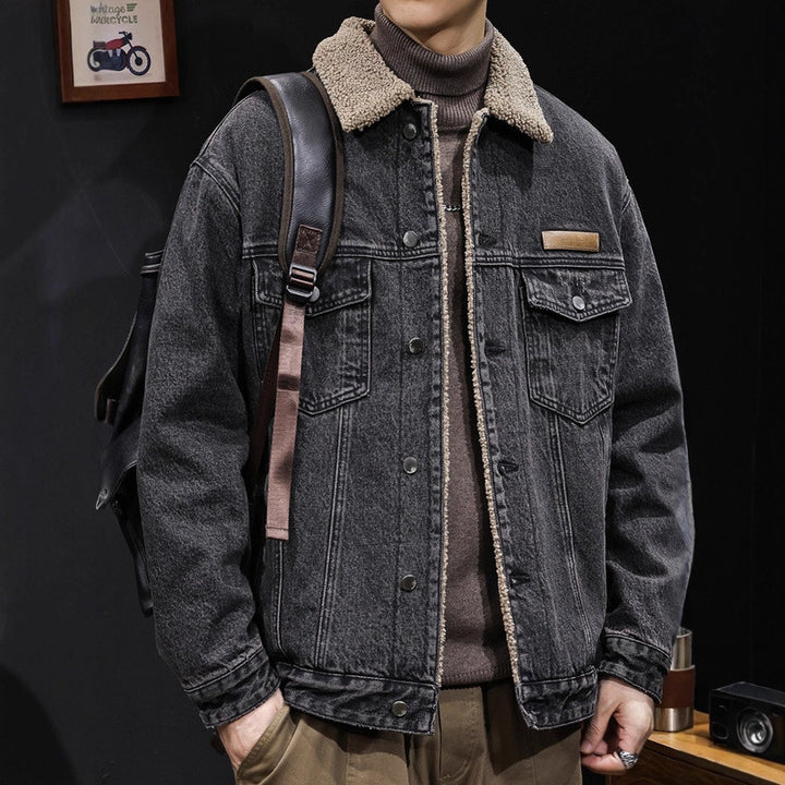 Herren Lässige Denimjacke mit Teddy-Futter Echoarchiv