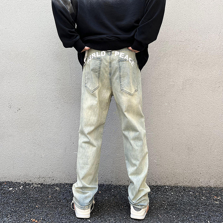 Herren Lockere Straight-Denim-Jeans mit leichter Stonewash-Optik und tiefem Schritt Echo Archiv