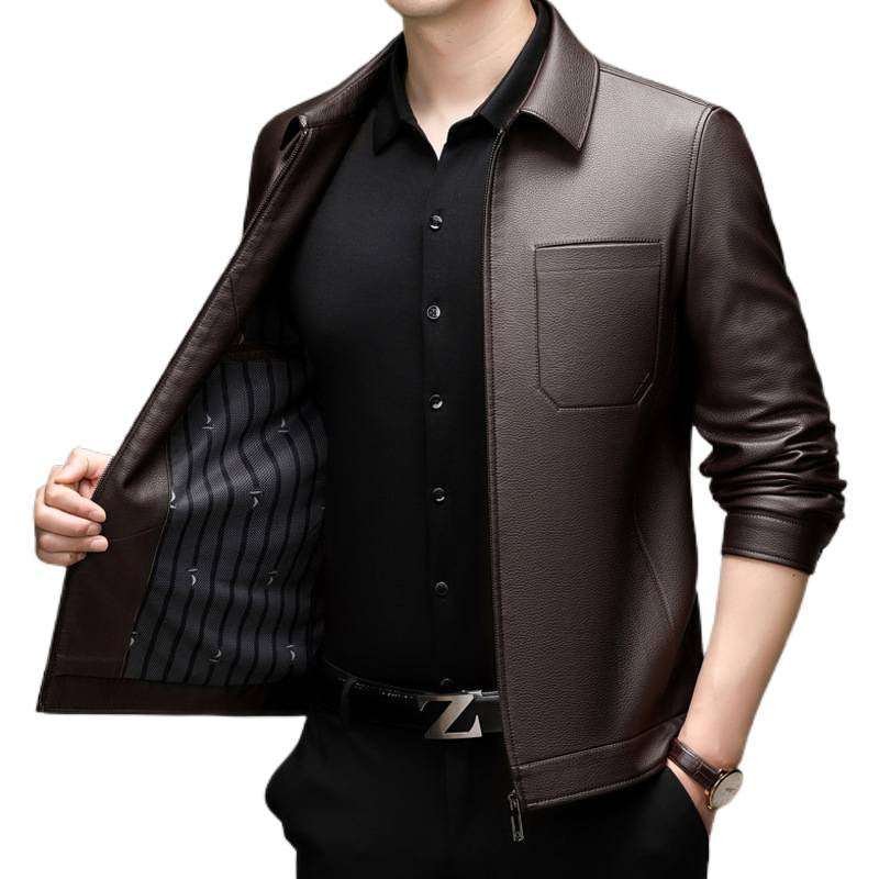 Herren Kunstlederjacke mit modernem Schnitt und praktischen Taschen Echoarchiv